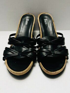 Bass Womens Wedge Slide Sandals Black Boho Office Minimalist Classic Size 8.5